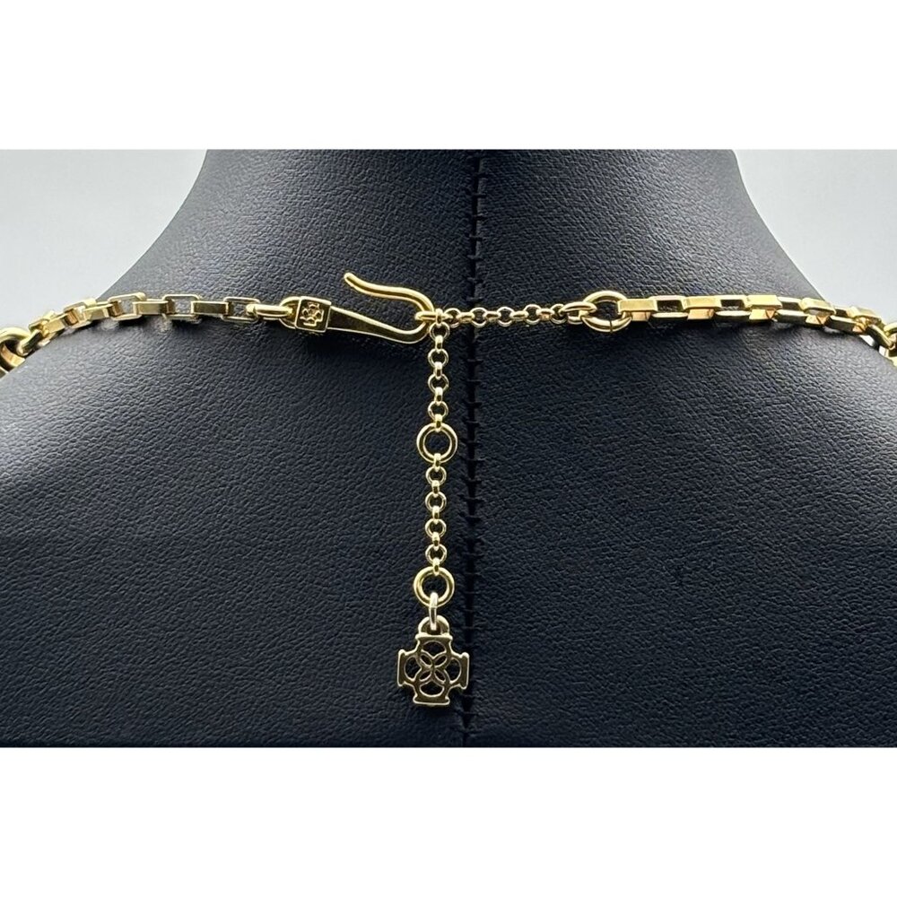 Vintage Ann Taylor Gold-Tone Curved Tubular Necklace Collar Adjustable, Logo Tag - Picture 5 of 13